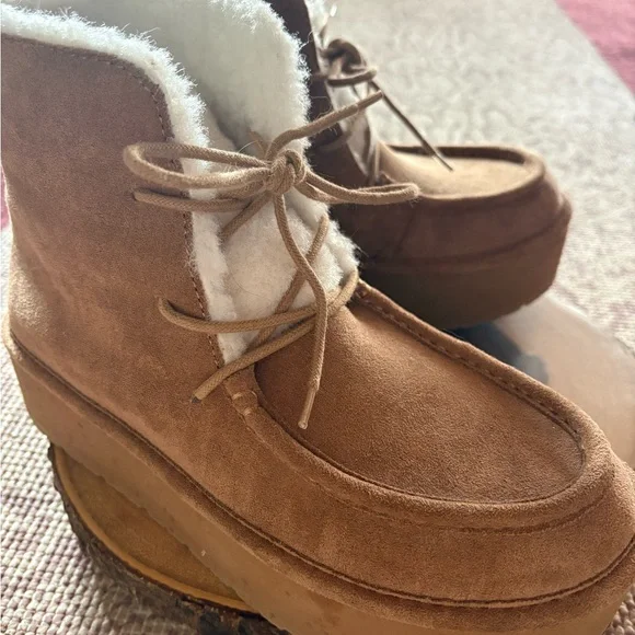 Cozy Tan Suede Women's Boots - Picture 3 of 4